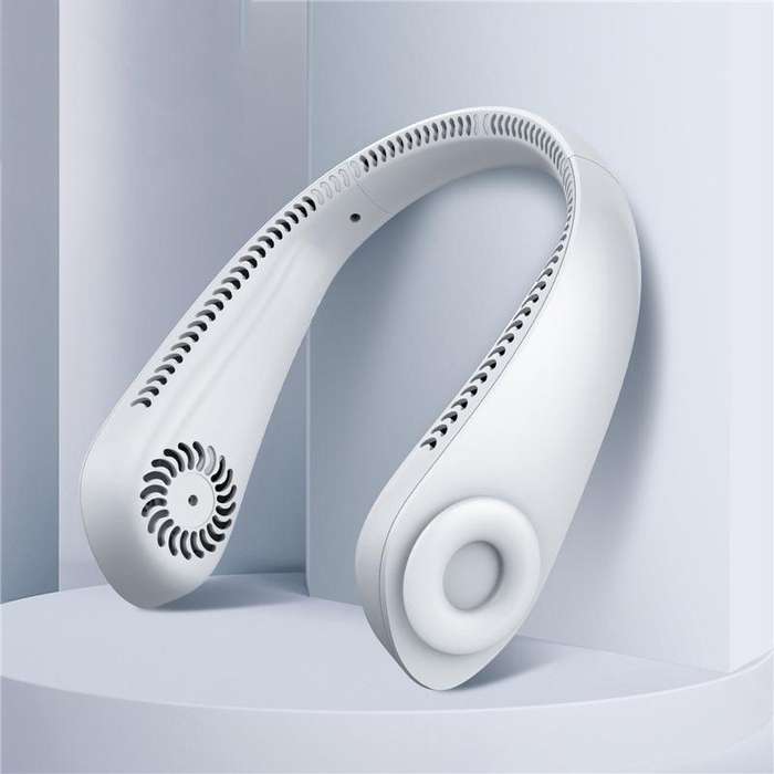 Four-Way Air Outlet Quickly Cools Down Portable Hanging Neck USB Fan(White)
