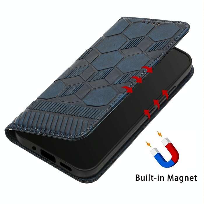 For Samsung Galaxy A33 5G Football Texture Magnetic Leather Flip Phone Case(Dark Blue)
