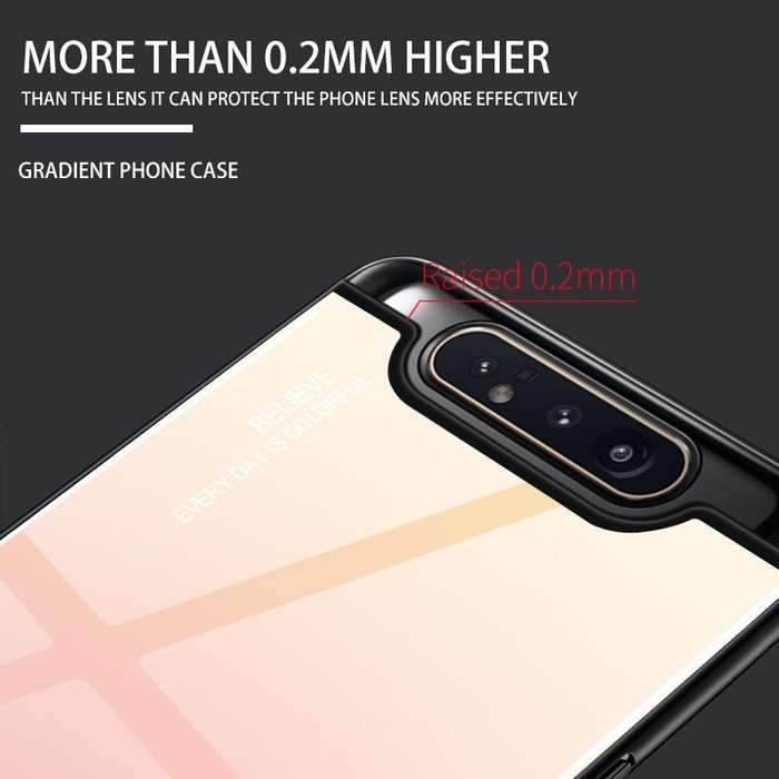 For Galaxy A80 Gradient Color Glass Case(Red)