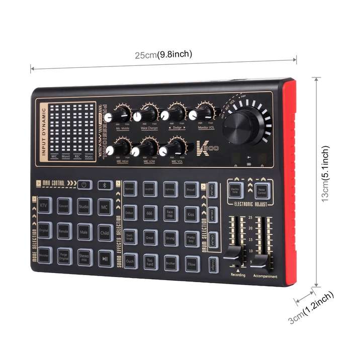 PULUZ Phantom Power OTG Lossless Live Sound Card Recording Sound Mixer, English Version(Black)