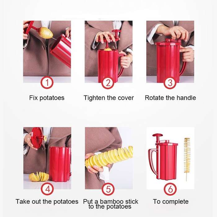 528-6 Popular Tornado Potato Slicer Manual Twist Spiral Potato Cutter Whirlwind Potatoes Machine ...