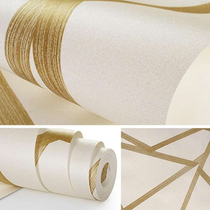 Modern Minimalist Geometric Pattern Non-woven Wallpaper Bedroom Living Room Wallpaper(Golden)