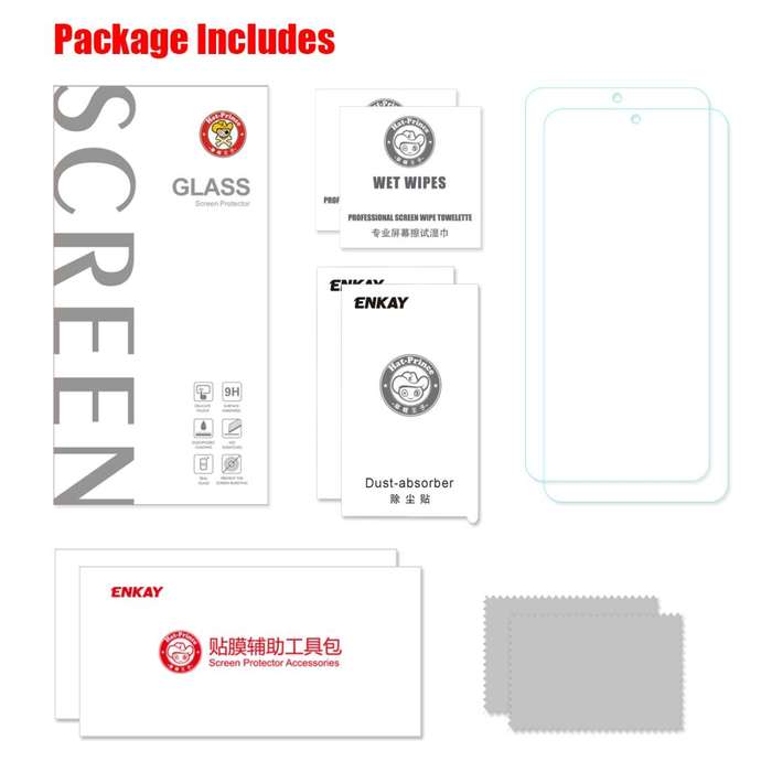 2 PCS ENKAY Hat-prince 0.26mm 9H 2.5D Curved Edge Tempered Glass Film for Xiaomi Redmi Note 8 Pro
