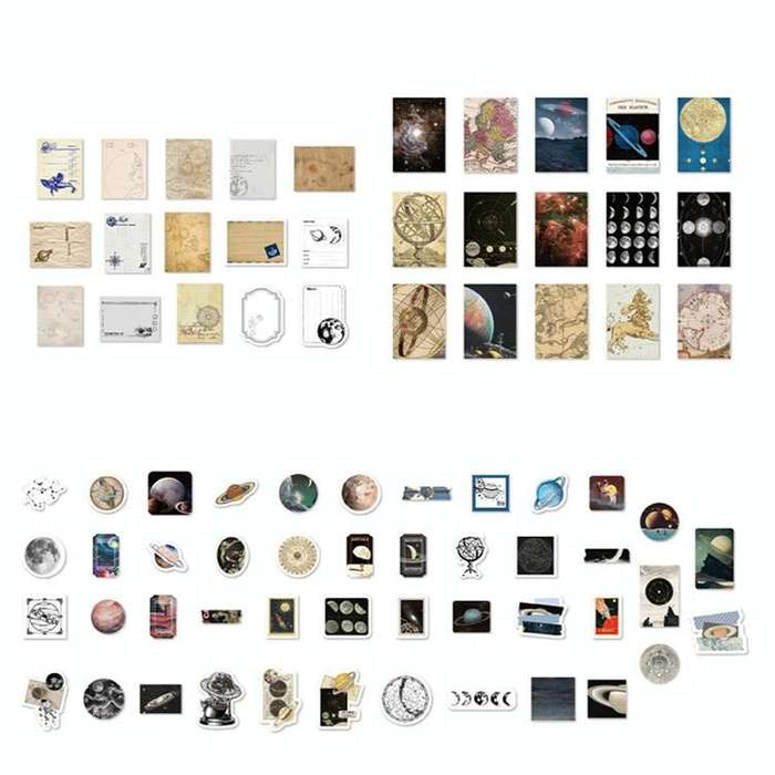 MMK17F Vintage Sticky Note Stickers DIY Handbook Material Set(Universe)