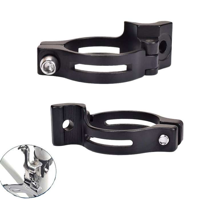 FMFXTR Bike Front Derailleur Clamp Straight Lock Turn to Clamp Converting Seat(Black 31.8mm)