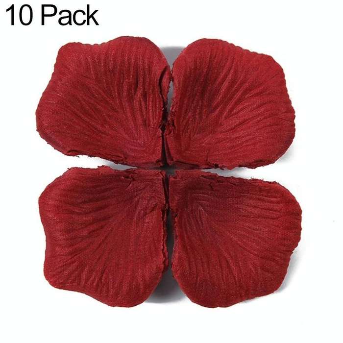1000pcs / 10 Pack Artificial Wedding Rose Petals Flowers Wedding Decorations(Wine Red)