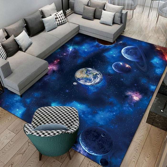 3D Visual Cartoon Cosmic Planet Living Room Carpet, Size: 50x80cm(Cosmic Planet 6)