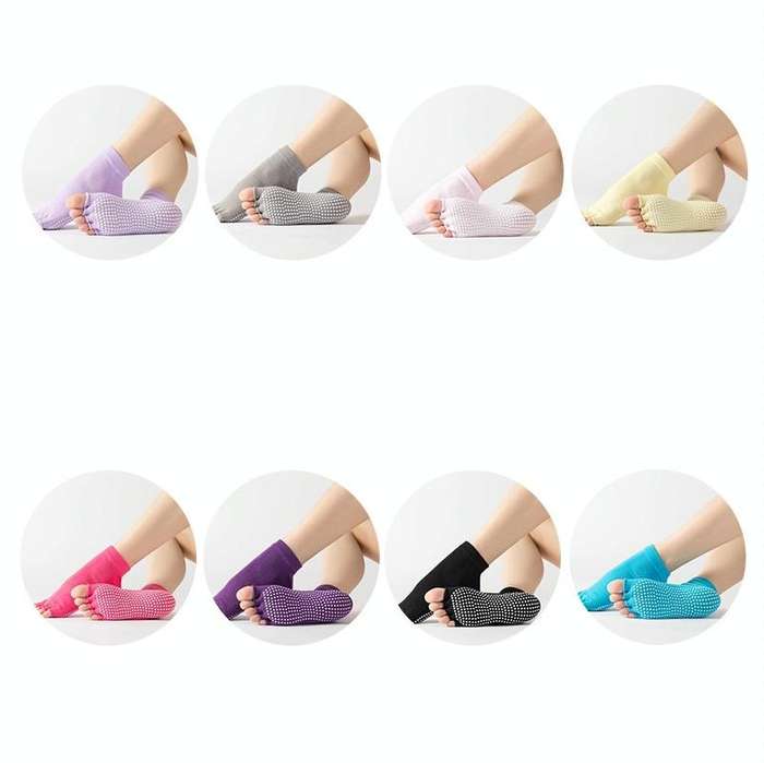 3 Pair Open-Toe Yoga Socks Indoor Sports Non-Slip Five-Finger Dance Socks, Size: One Size(Pure Co...