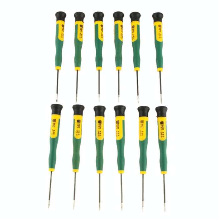 12 in 1 Screwdriver Repair Tool Set T2 T3 T4 T5 T6 T8 Ph00 Ph000 (Bst-666)(Green)