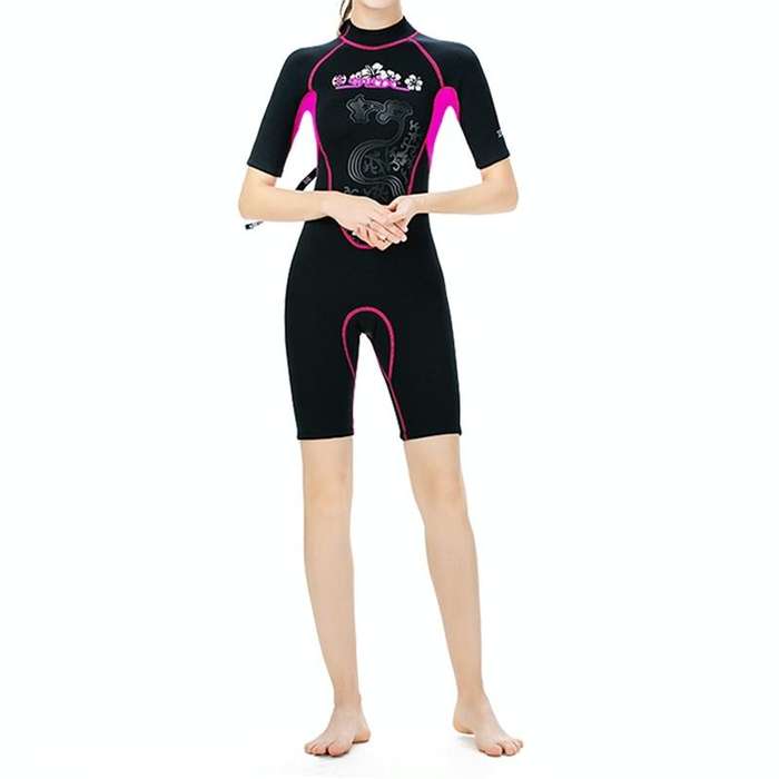 SLINX 1104 3mm Neoprene Super Elastic Wear-resistant Warm U-splicing Wet Short-sleeved One-piece ...