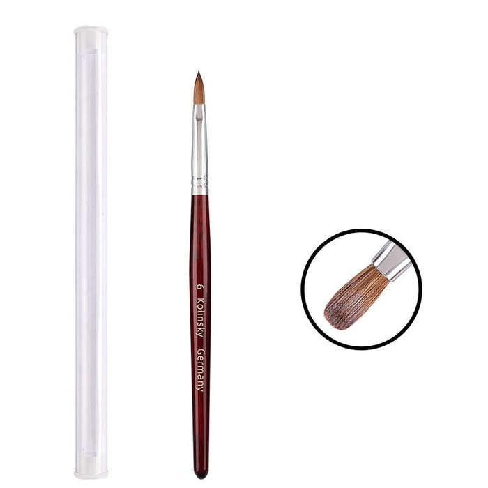 Red Wood Handle Kolinsky Hair Nail Art Brush No. 6