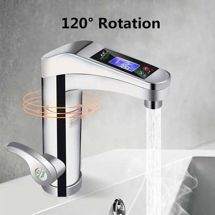 Intelligent Instant Digital Hot Water Faucet Hot and Cold Water Heater, EU Plug(Silver Grey)