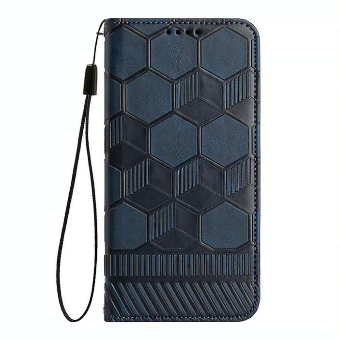 For Samsung Galaxy A33 5G Football Texture Magnetic Leather Flip Phone Case(Dark Blue)