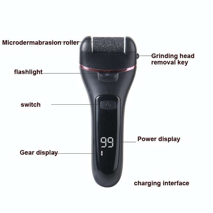 Electric Foot Grinder Digital Display Rechargeable Pedicure Peeling, Color: 10-piece Set Royal Blue