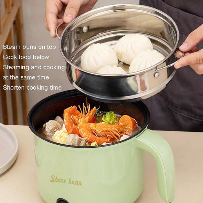 18cm Fast / Slow Gear+Non-stick Pot+Stainless Steel Steaming Grid Multifunctional Mini Electric C...