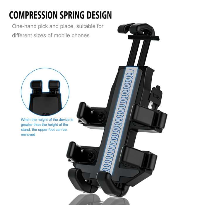 WUPP CS-1098A1 Motorcycle Aluminum Alloy Eight-jaw Mobile Phone Charging Holder with Switch(Black)