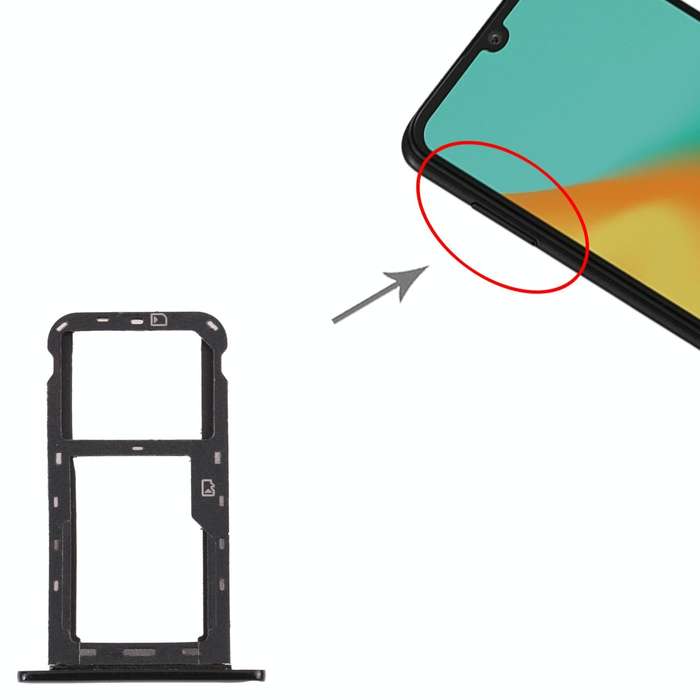 SIM Card Tray + Micro SD Card Tray for ZTE Blade A7 2019 (Black)
