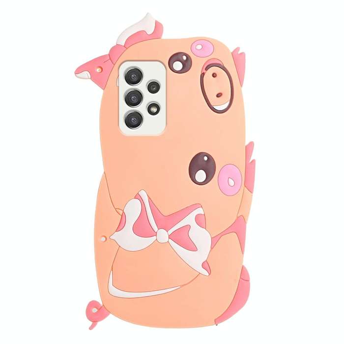 For Samsung Galaxy A53 5G Crossbody Cartoon Silicone Phone Case(Pig)