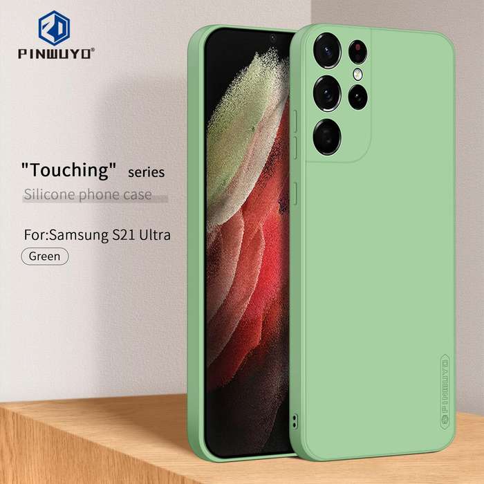 For Samsung Galaxy S21 Ultra 5G PINWUYO Touching Series Liquid Silicone TPU Shockproof Case(Green)