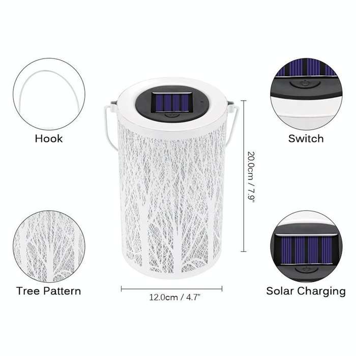 Outdoor Solar Wrought Iron Projection Lamp Hollow Wall Hanging Portable Garden Decorative Lamp, S...
