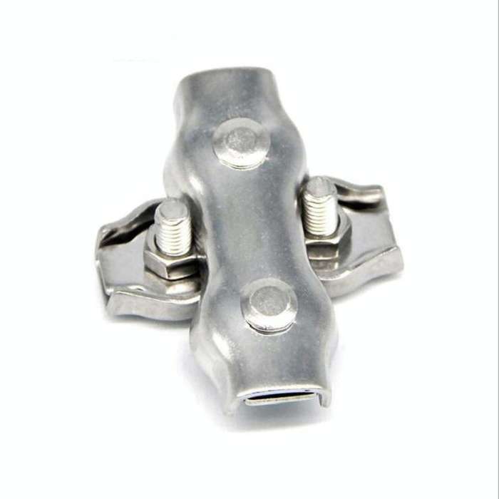 5 PCS 304 Stainless Steel Plate Single Clip Double Clamp Wire Rope Clamp, Specification:M3, Style...
