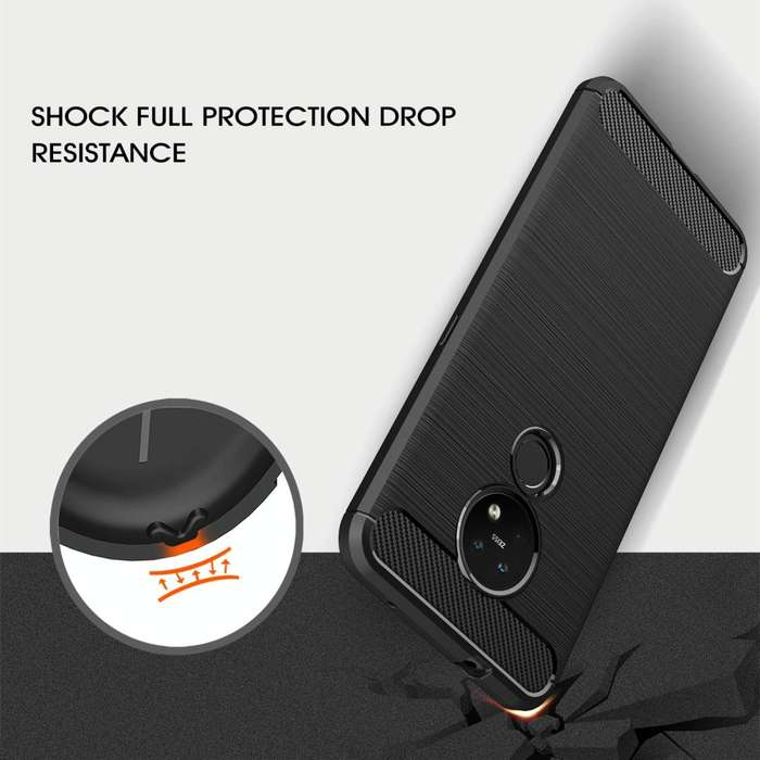 For Nokia 7.2 & 6.2 Brushed Texture Carbon Fiber TPU Protective Case(Black)