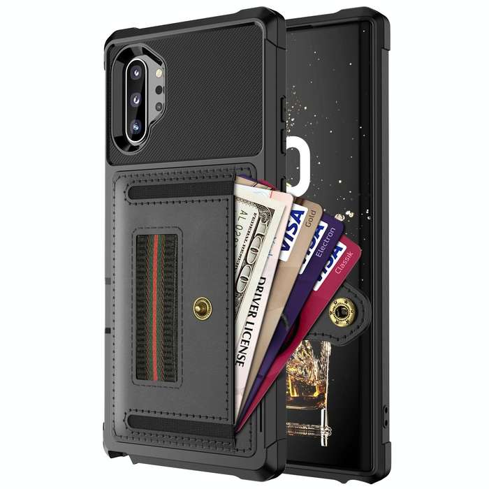 For Samsung Galaxy Note10+ ZM06 Card Bag TPU + Leather Phone Case(Black)