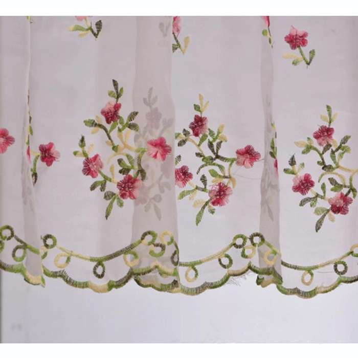 Simple Pastoral Embroidery Flower Window Bbalcony Flower Window Tulle Curtain, Size: 150cm x 65cm...