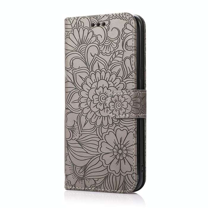 For Samsung Galaxy S8+ Skin Feel Embossed Sunflower Horizontal Flip Leather Case with Holder & Ca...