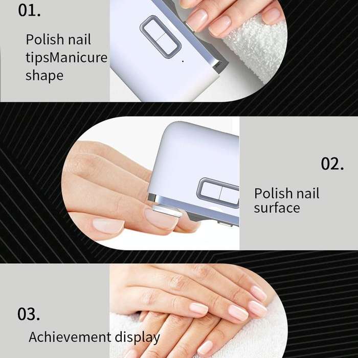 2 IN 1 Electric Nail Clipper Cutter Automatic Nail Grinder Trimmer With LED Light(White)