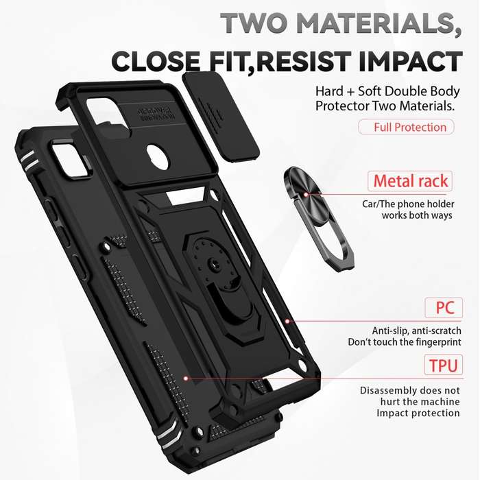 For Samsung Galaxy A03 Sliding Camshield Holder Phone Case(Black)