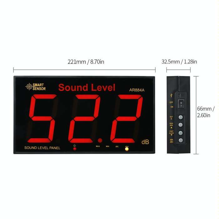 SmartSensor AR884A Smart Wall Mounted Sound Level Meter, EU/US Plug