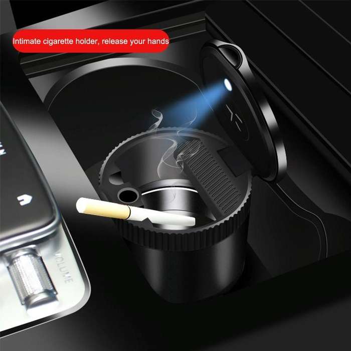 Car Ashtray With LED Ambient Light(Black)
