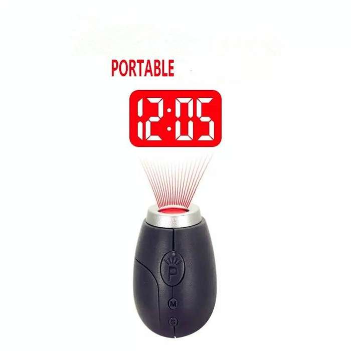 Portable Digital Projection Alarm Clock Mini Projector LED Clock Carry Time Flashlight Clock with...
