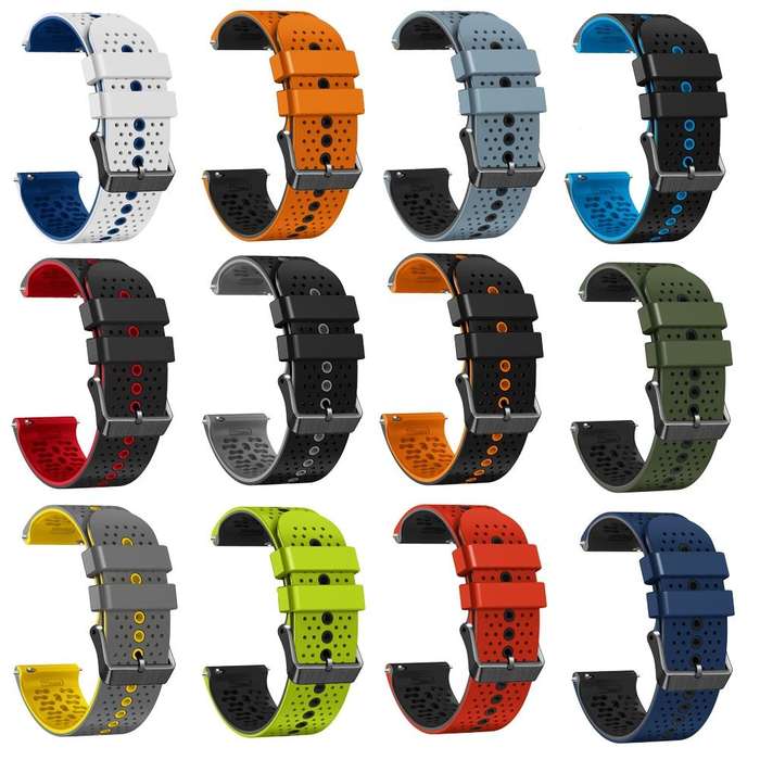 For Garmin vivoactive 4 22mm Perforated Two-Color Silicone Watch Band(Army Green+Black)