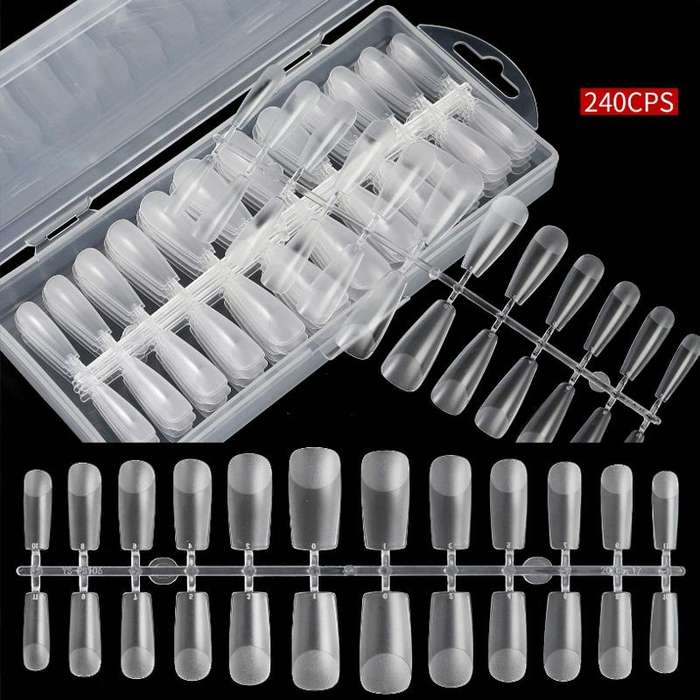 240 PCS Extended Manicure No-Engraving Frosted Thin Nail Piece WH-110