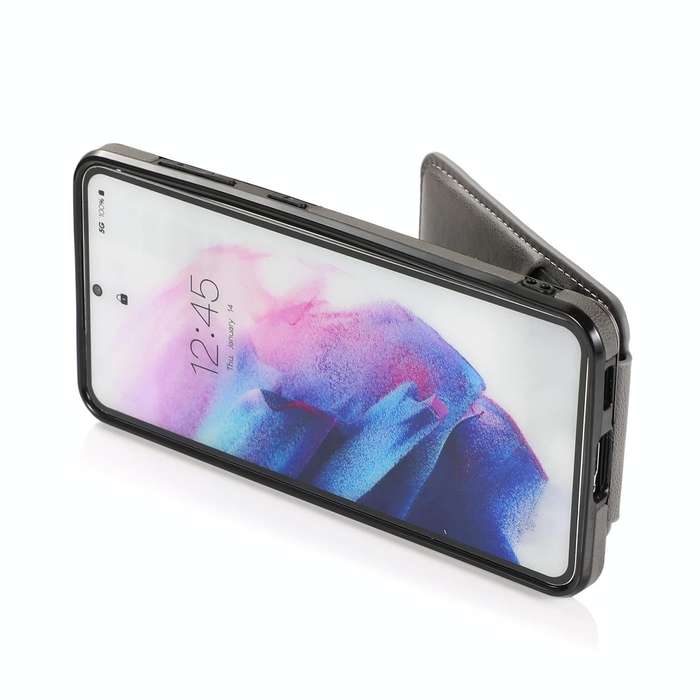For Samsung Galaxy S21 FE 5G Soft Skin Leather Wallet Bag Phone Case(Grey)