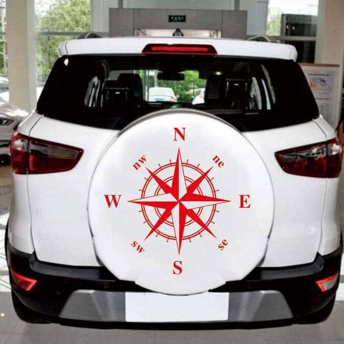 D-336 Car Compass Graphic Sticker Hood Car Body Universal Sticker(White)
