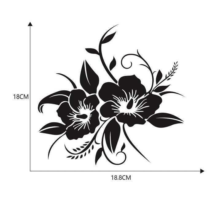 D-798 Flowers Bloom Pattern Car Modified Decorative Sticker(Black)