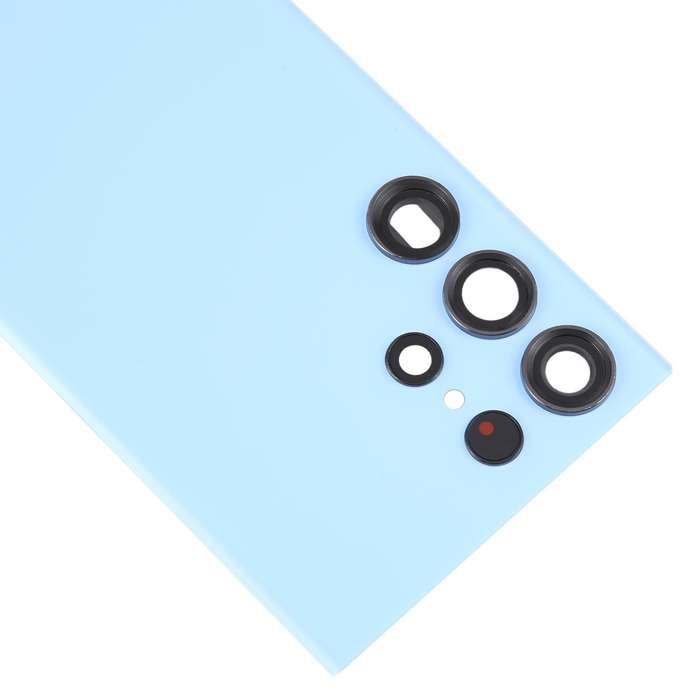For Samsung Galaxy S23 Ultra SM-S918 Glass Battery Back Cover with Camera Lens Cover(Blue)