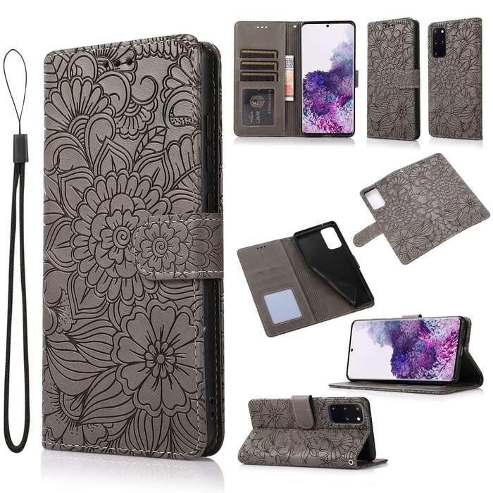 For Samsung Galaxy S20+ Skin Feel Embossed Sunflower Horizontal Flip Leather Case with Holder & C...