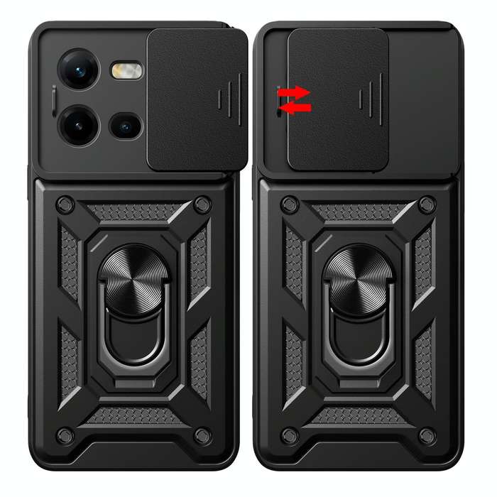 For vivo V25 5G/V25e 4G/X80 Lite 5G Sliding Camera Cover Design TPU+PC Phone Case(Gold)