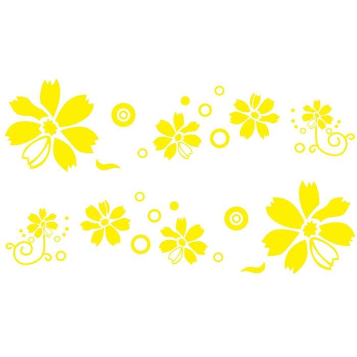 2 PCS/Set D-510 Flowers Pattern Car Modified Decorative Sticker(Yellow)