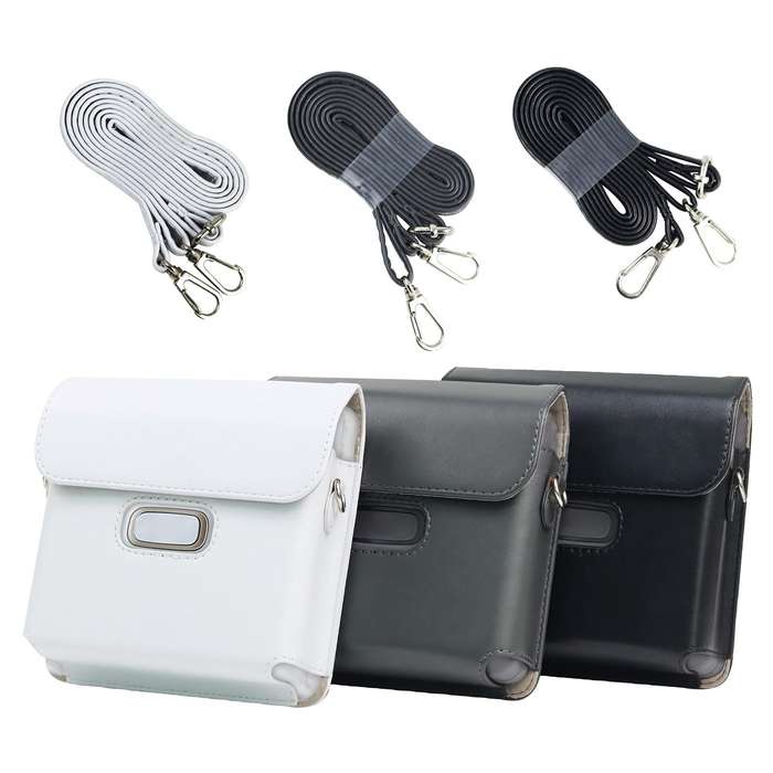 For FUJIFILM instax Link WIDE Full Body PU Leather Case Bag with Strap(Black)