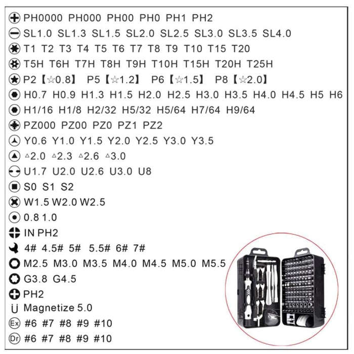 135 in 1 DIY Mobile Phone Disassembly Tool Clock Repair Multi-function Tool Screwdriver Set(Black...