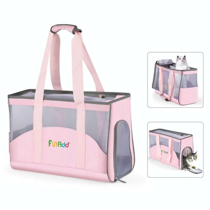 FUNADD Portable Breathable Pet Bag Outdoor Shoulder Tote Bag (Pink)