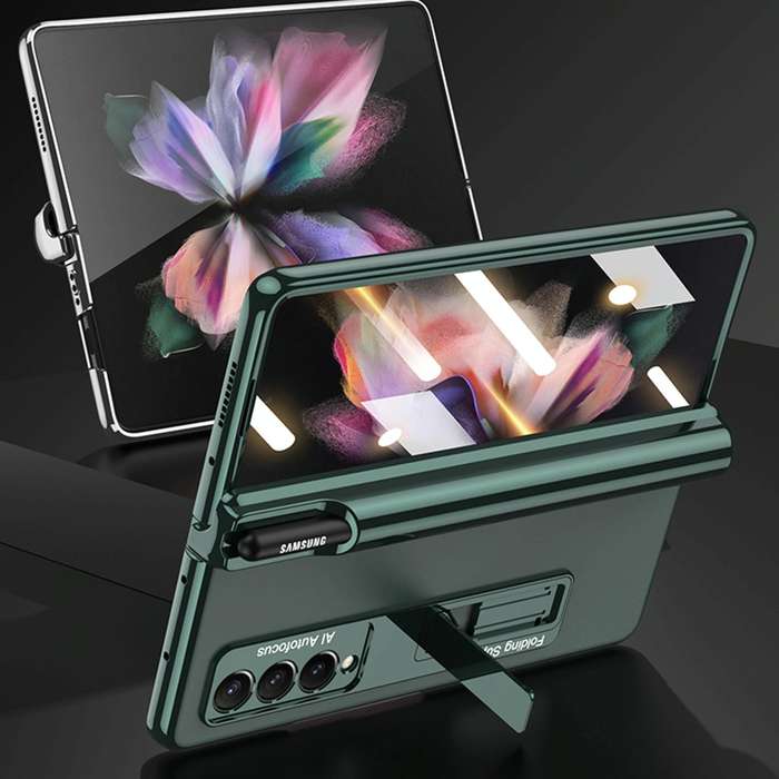 For Samsung Galaxy Z Fold3 5G GKK Magnetic Fold Hinge Shockproof Phone Case with Pen Slots(Black)