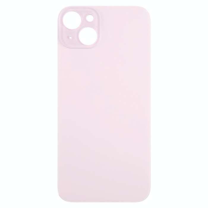 For iPhone 15 Plus Easy Replacement Big Camera Hole Glass Back Battery Cover(Pink)