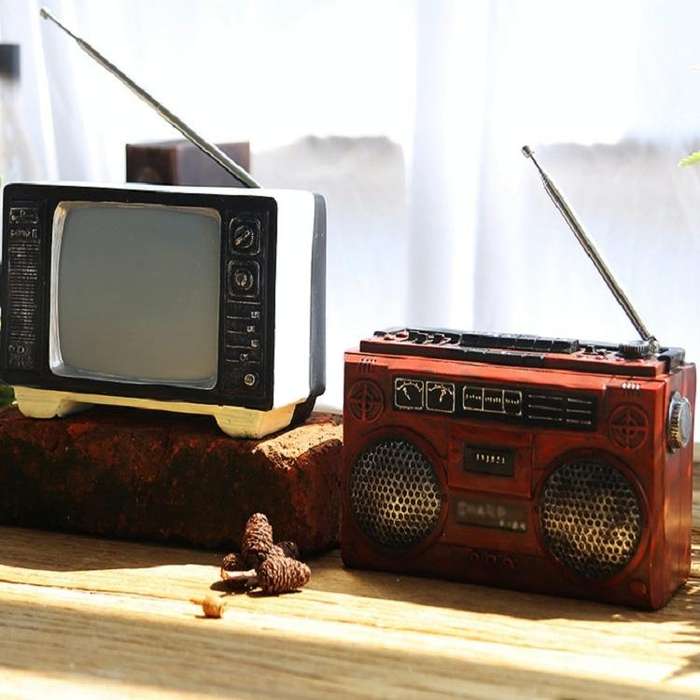 Vintage Radio TV Set Home Decoration Retro Craft Decoration, Style:TV Yellow