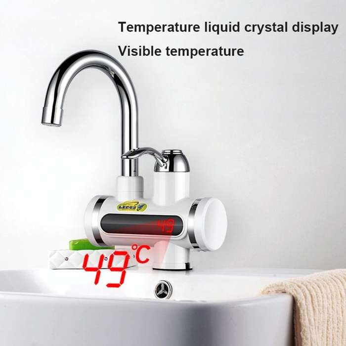 220V Kitchen Tankless Water Heater Instant Electric Faucet Electric Heater Tap with Temperature D...